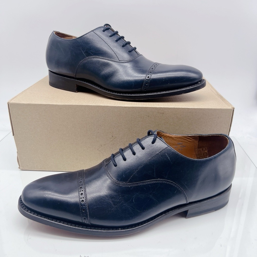 Allen Edmonds Brady Cap Toe Men's Oxford Derby Dress Shoes Navy Blue Leather 9 D
